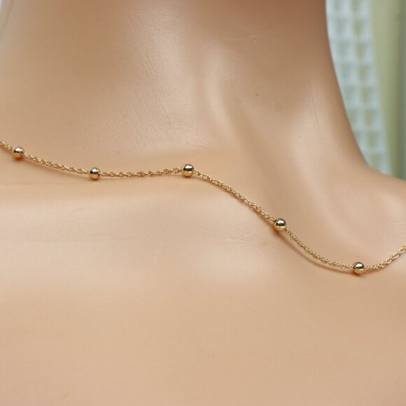 Rose Gold Beaded Chain Necklace with Twist Link – 19.7 Inch Length, XPNL0005 - Picture 10 of 12